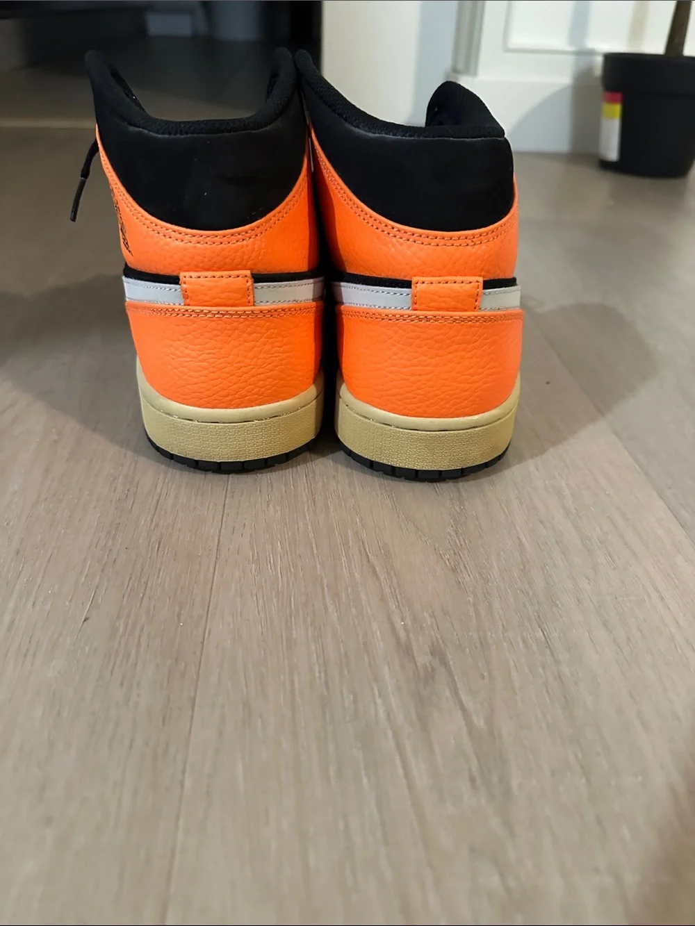 Nike Air Jordan 1 Mid Orange & Black with White Swoosh